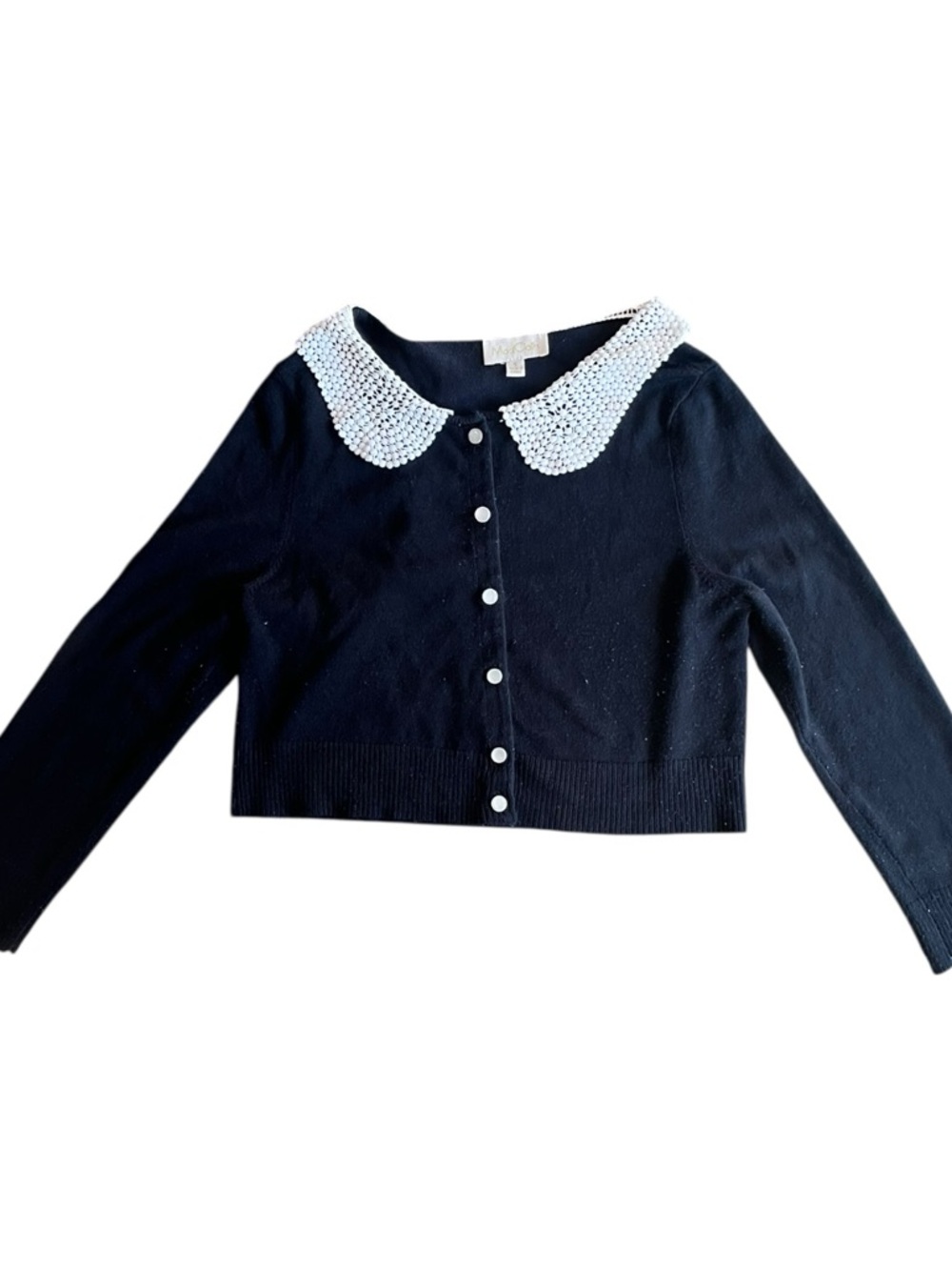 ModCloth Black Top with White Crochet Trim